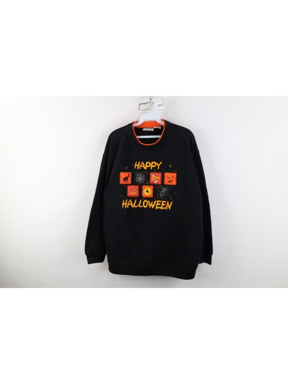 Vintage 90s Streetwear Womens 1X Faded Happy Halloween Cat Pumpkin Sweatshirt